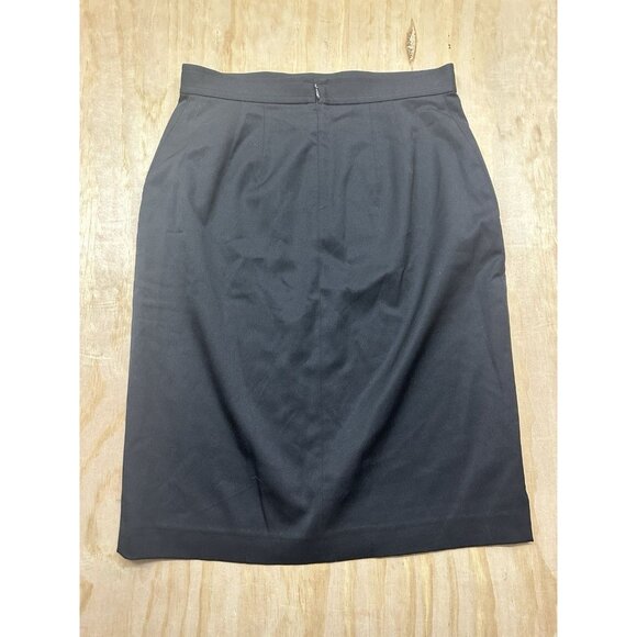 St John Wool Pencil Skirt Size 6 Black Silk Lined Stretch Knee Length Capsule - Picture 3 of 6